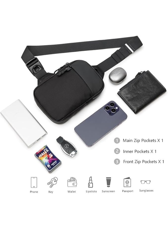 Mini Sling Bag for Men and Women, Small Crossbody Bag Trendy, Casual Waterproof Phone Chest Bag for Runner Travel, Black, Small, Sling Backpacks - Image 5